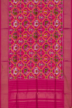 Collection of Pochampally Ikat Silk Pink Dupatta in a gallery layout