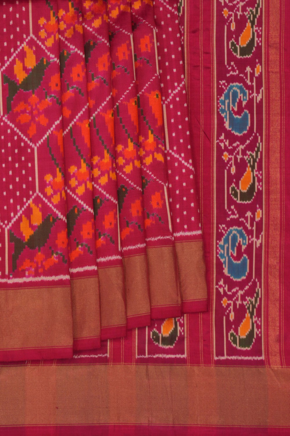 Pochampally Ikat Silk Magenta Pink Saree