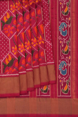 Image of Pochampally Ikat Silk Magenta Pink Saree