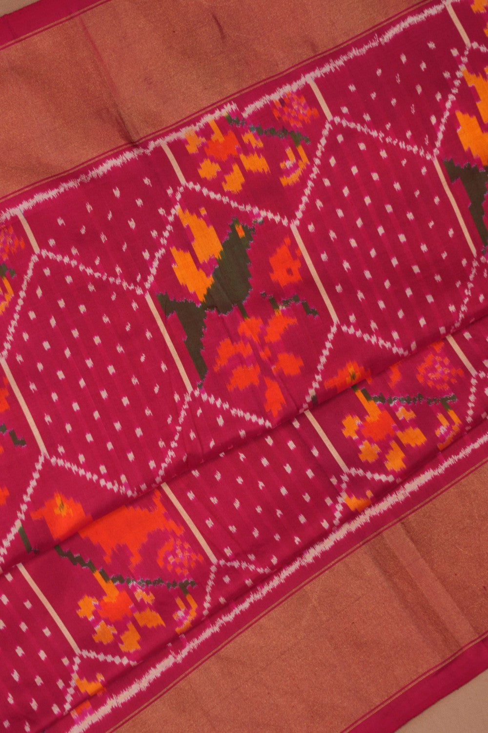 Pochampally Ikat Silk Magenta Pink Saree