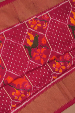 Image of Pochampally Ikat Silk Magenta Pink Saree