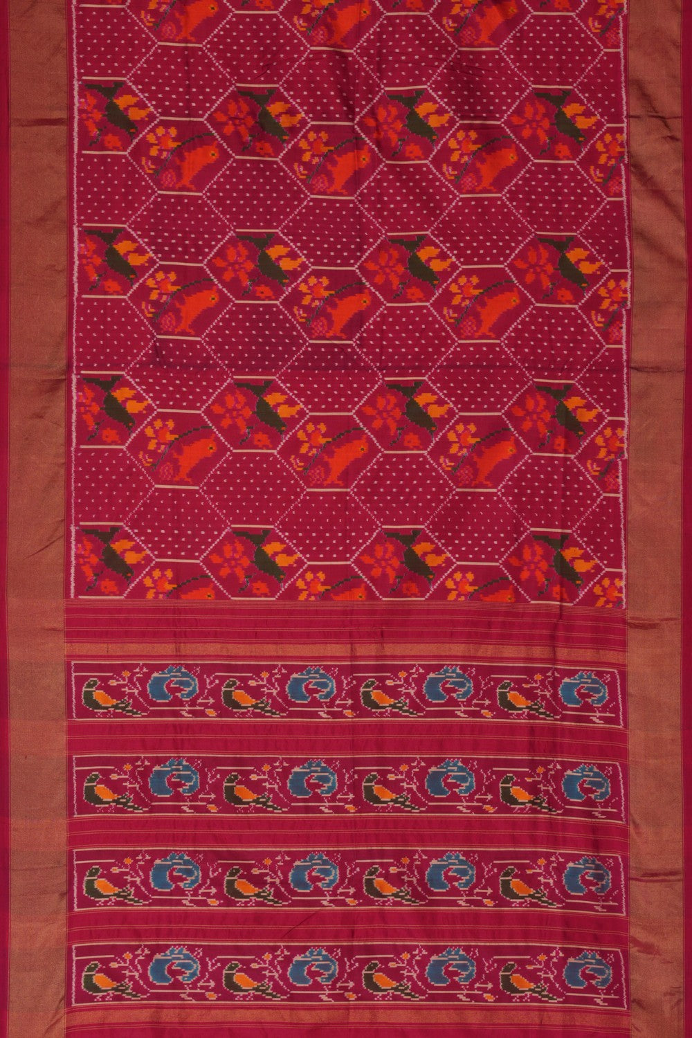 Pochampally Ikat Silk Magenta Pink Saree