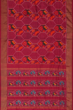 Image of Pochampally Ikat Silk Magenta Pink Saree