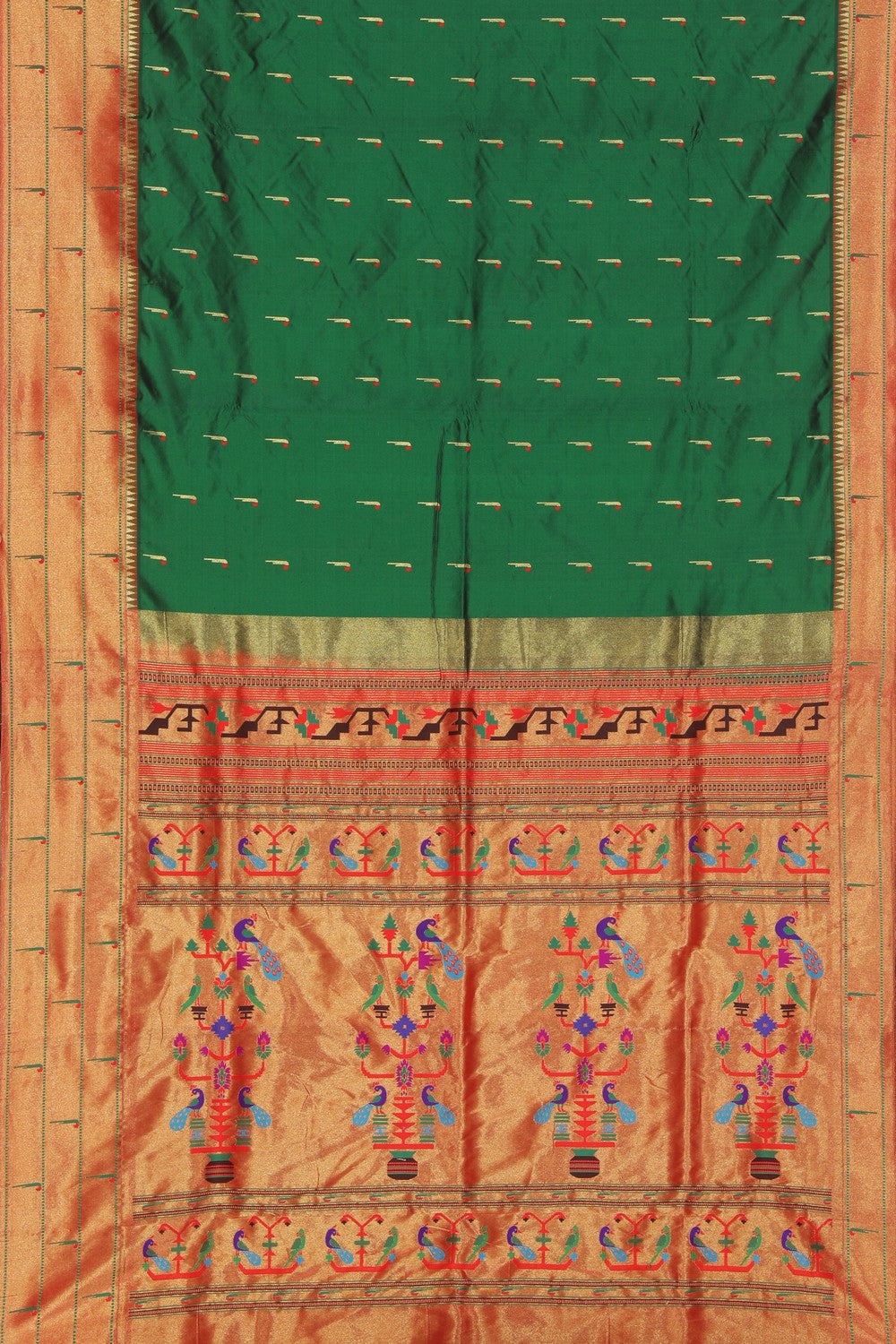 Collection of Paithani A Beautiful Bottle Green Saree in a gallery layout