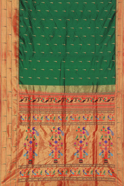 Collection of Paithani A Beautiful Bottle Green Saree in a gallery layout