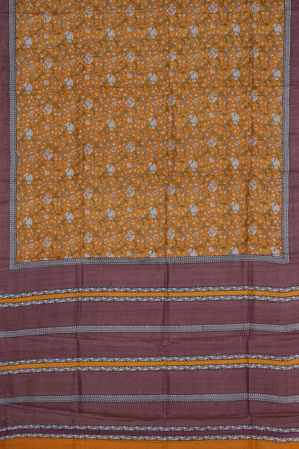 Image of Tussar Silk Flower Print Saree