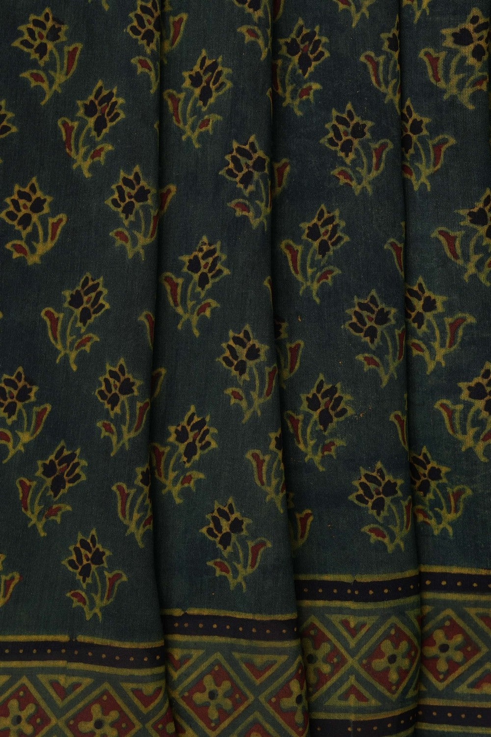 Image of Ajrakh Printed Silk Cotton Saree