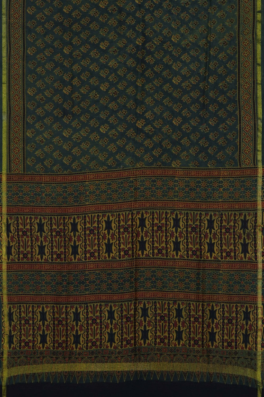 Image of Ajrakh Printed Silk Cotton Saree