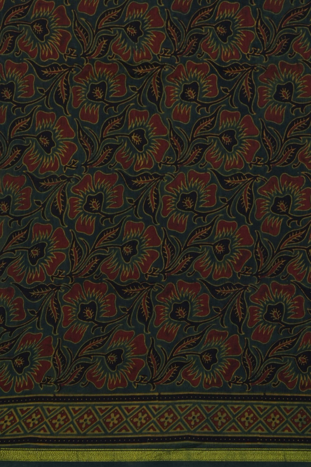 Image of Ajrakh Printed Silk Cotton Saree