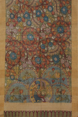 Collection of Kalamkari Hand-Painted Tussar Silk Saree in a gallery layout