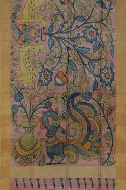 Collection of Kalamkari Hand-Painted Tussar Silk Saree in a gallery layout