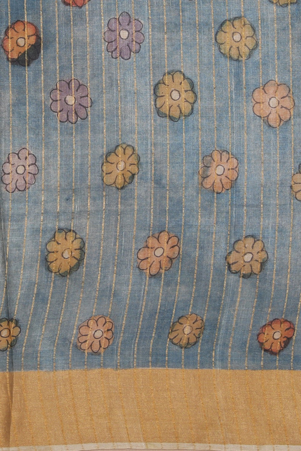 Kalamkari Hand-Painted Tussar Silk Saree