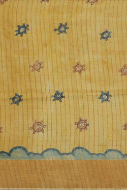 Image of Kalamkari Hand-Painted Tussar Silk Saree