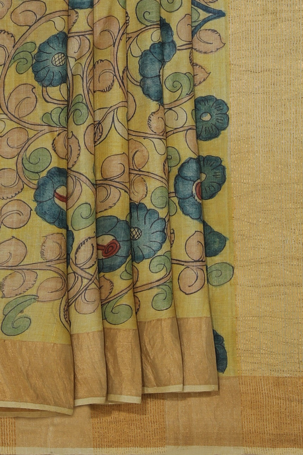 Collection of Kalamkari Hand-Painted Tussar Silk Saree in a gallery layout