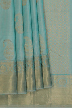 Image of Peacock Blue South Silk Saree