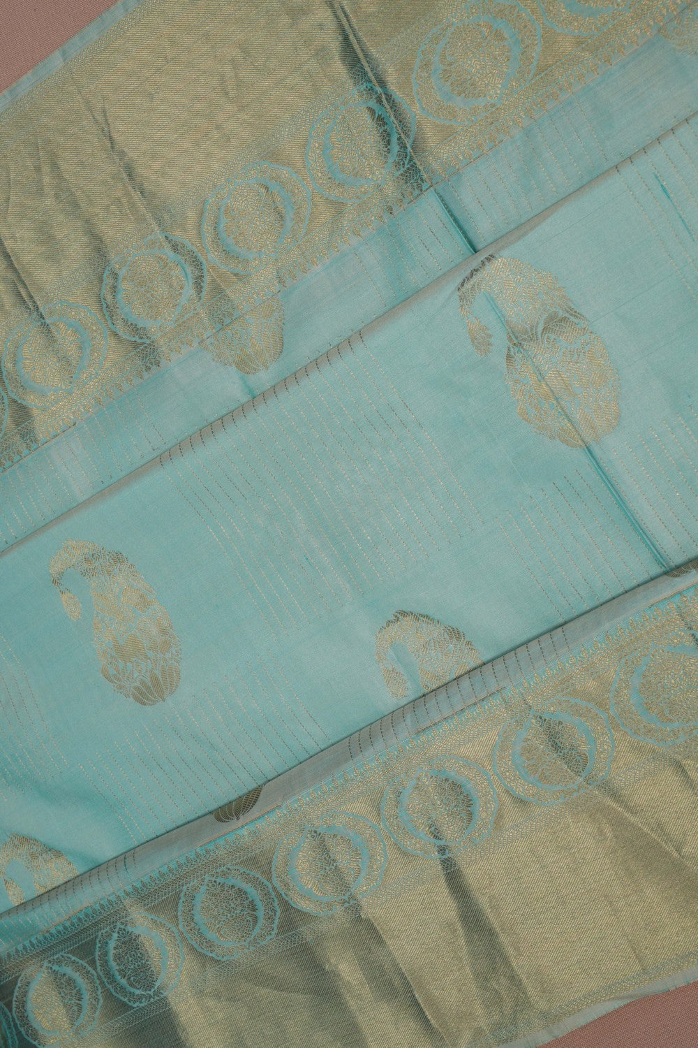 Image of Peacock Blue South Silk Saree