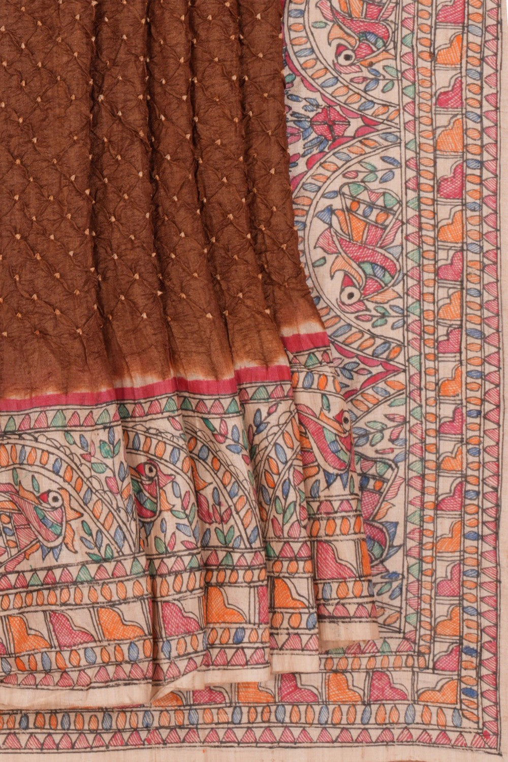 Bandhani Brown Saree