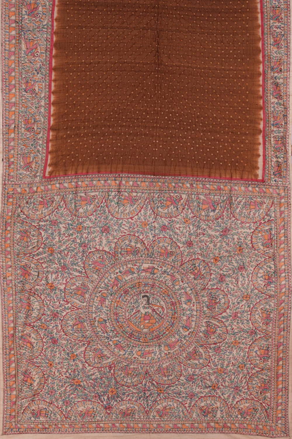 Bandhani Brown Saree