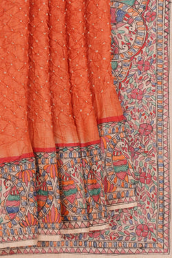 Image of Bandhani Orange Saree