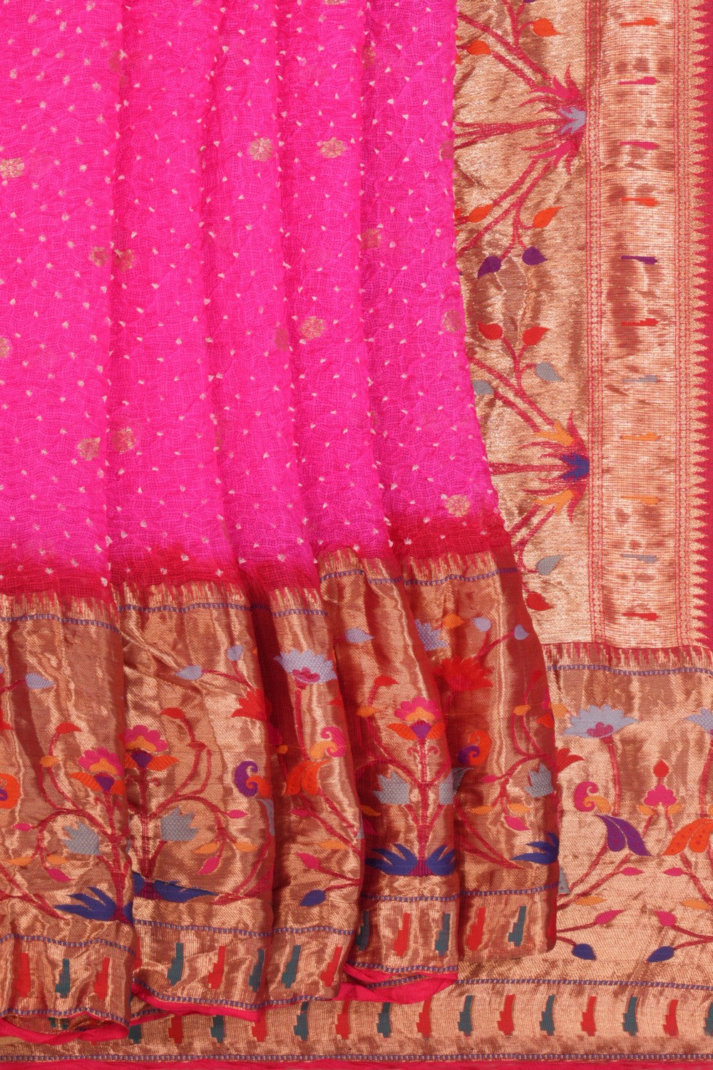 Kota Bandhani Pink Saree