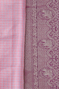 Image of Arani Silk Check Pattern Pink Saree