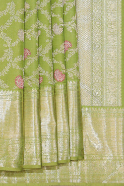 Image of Arani Silk Brocade Mint-Green Saree