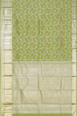 Image of Arani Silk Brocade Mint-Green Saree