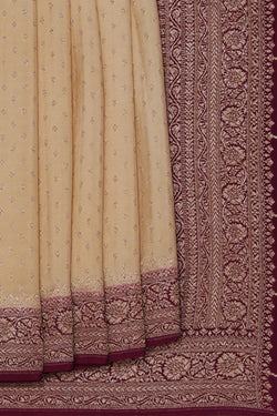 Image of Banarasi Crepe Silk Off-White Saree