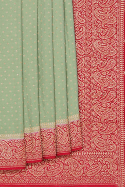 Image of Banarasi Crepe Silk Sage Green Saree