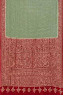 Image of Banarasi Crepe Silk Sage Green Saree