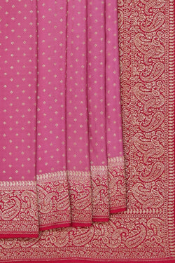 Image of Banarasi Crepe Silk Lavender Pink Saree