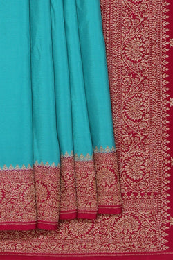 Image of Banarasi Crepe Silk Sea Green Saree