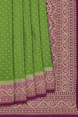 Image of Banarasi Crepe Silk Green Saree