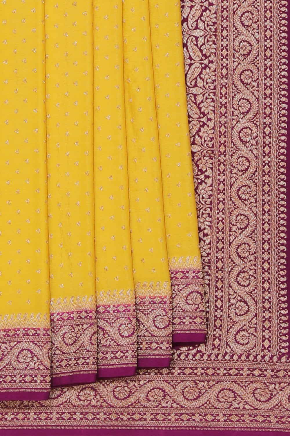 Banarasi Crepe Silk Yellow Saree