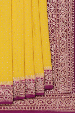 Image of Banarasi Crepe Silk Yellow Saree