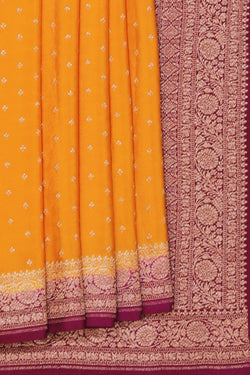 Image of Banarasi Crepe Silk Mustard Saree