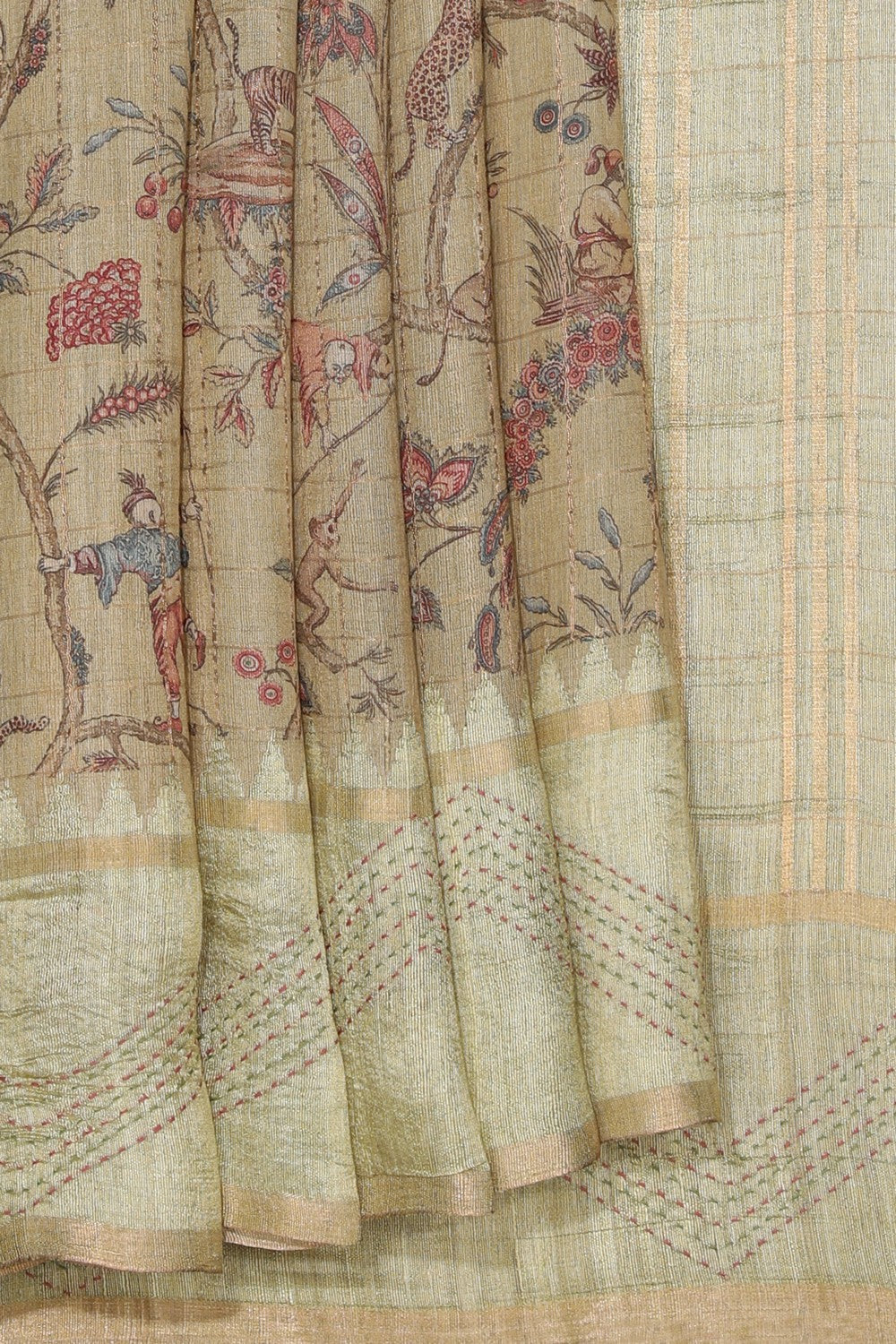 Bhagalpur Tussar Silk Beige Saree