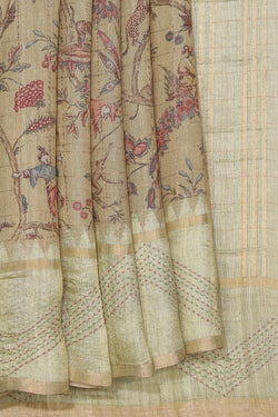 Image of Bhagalpur Tussar Silk Beige Saree