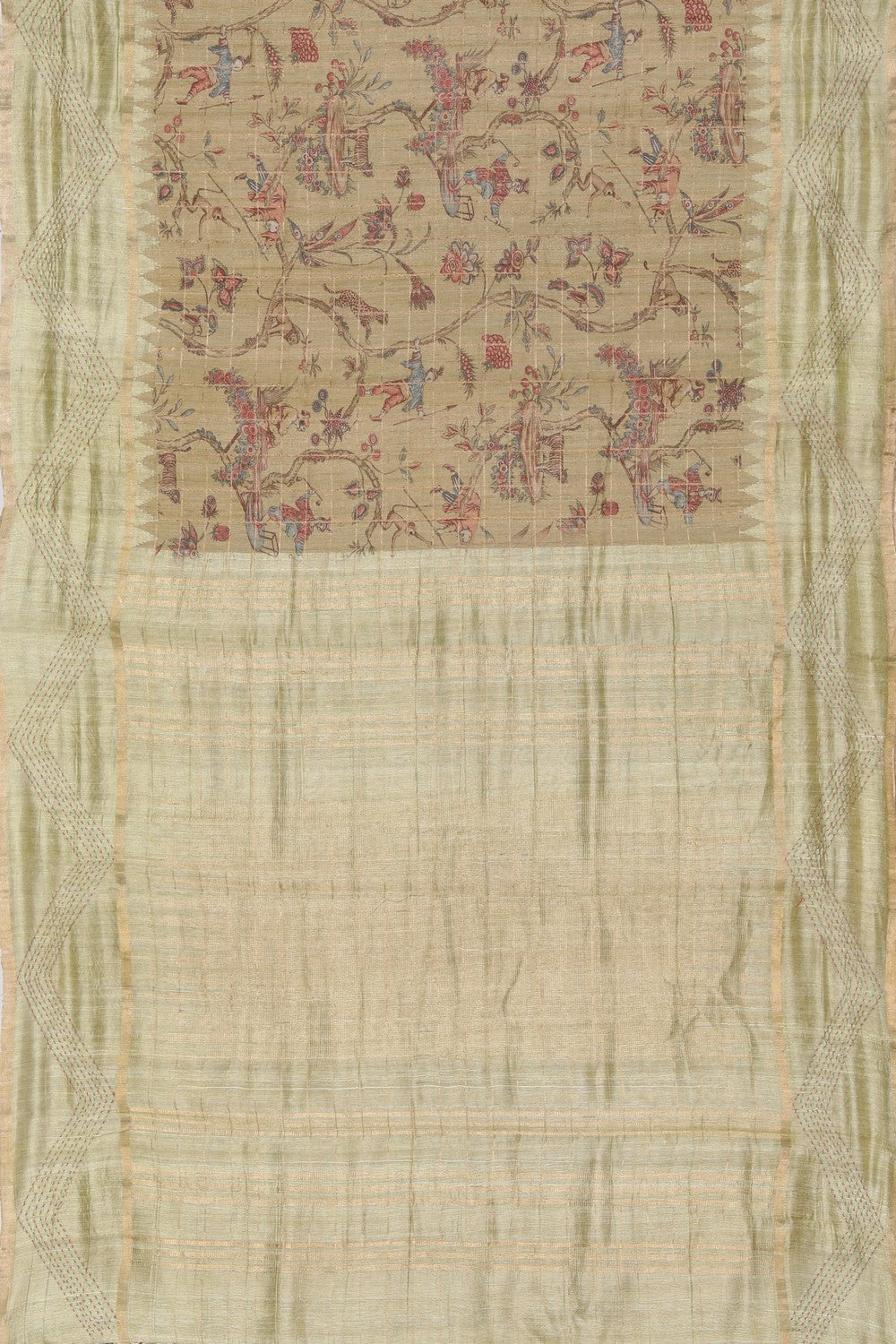 Bhagalpur Tussar Silk Beige Saree