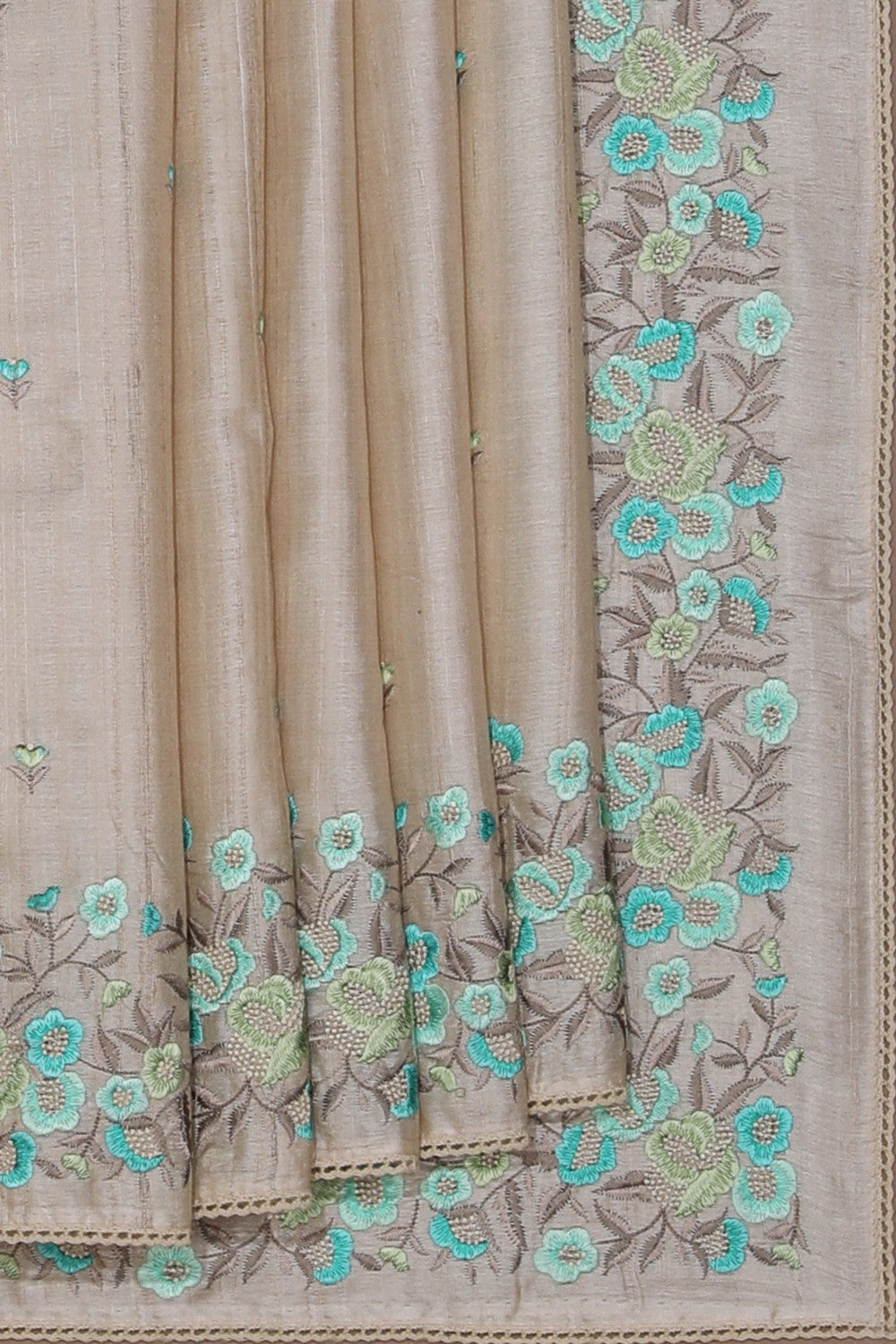 Bhagalpur Tussar Silk Embroidery Saree