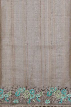 Image of Bhagalpur Tussar Silk Embroidery Saree