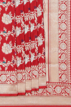 Image of Banarasi Katan Silk Red Saree