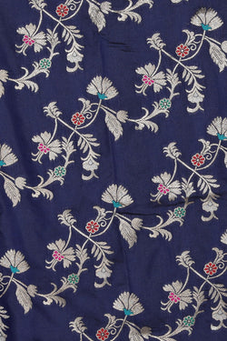 Image of Banarasi Katan Silk Navy Blue Saree