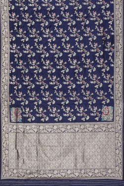 Image of Banarasi Katan Silk Navy Blue Saree