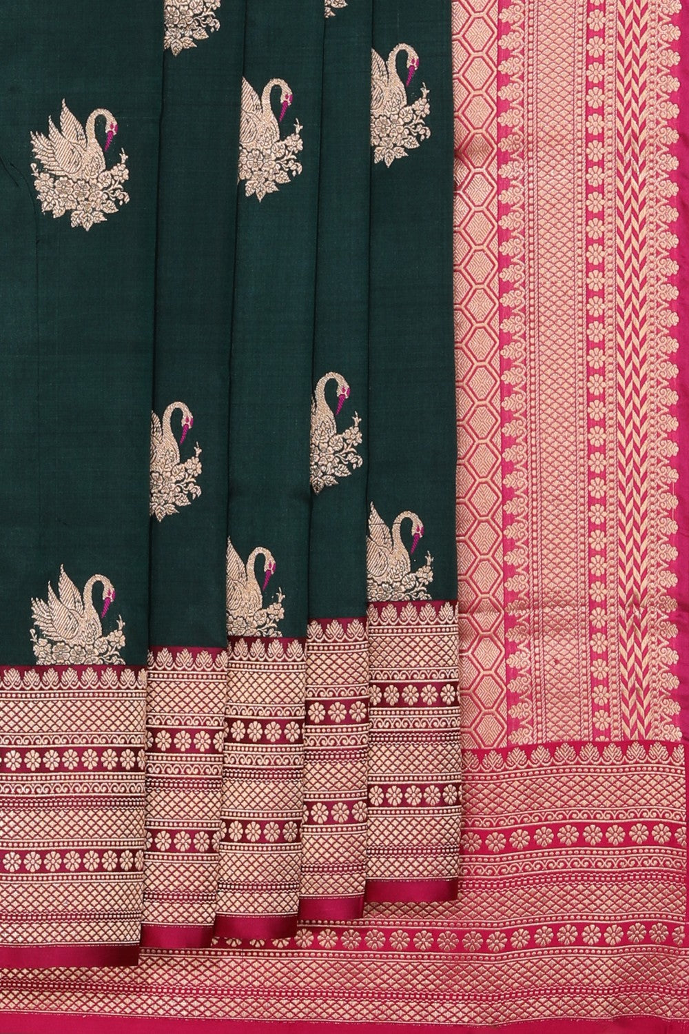 Banarasi Katan Silk Bottle Green Saree