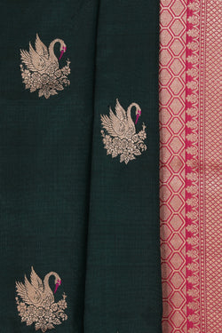 Image of Banarasi Katan Silk Bottle Green Saree