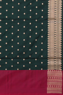 Image of Banarasi Katan Silk Bottle Green Saree