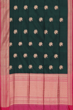 Image of Banarasi Katan Silk Bottle Green Saree