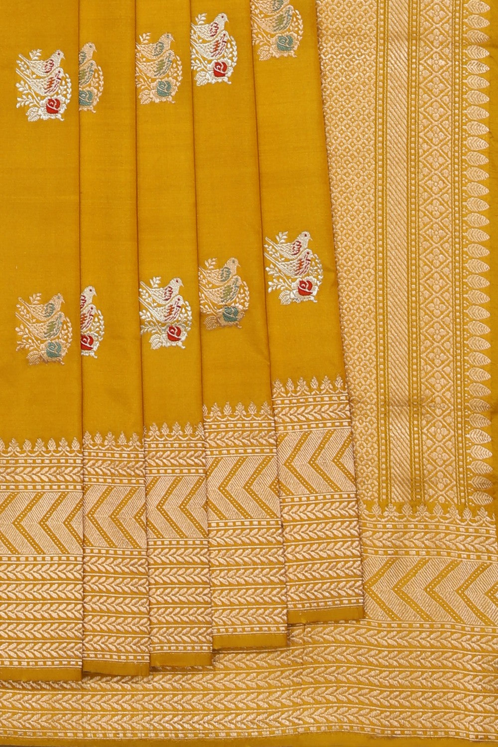 Banarasi Katan Silk Fenugreek Mustard Saree