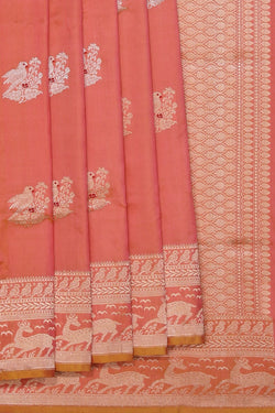 Image of Banarasi Katan Silk Peach Saree